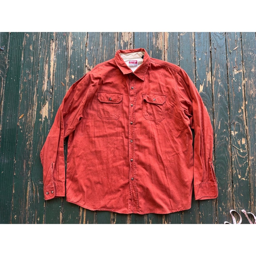 Wrangler‎ Premium Quality XL Burnt Orange Cotton Long Sleeve Button Down Shirt
